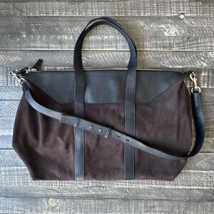 Massimo Dutti Split Suede and Leather Boxer Duffle Weekender Bag